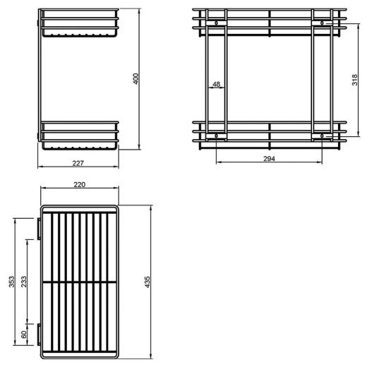 Карго 300мм, с боковым креплением, 2 полки, хром (без направляющих)