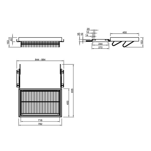 Полка для обуви центральная 861-895мм Muller ONYX