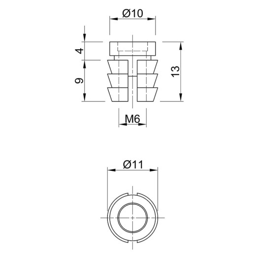 Муфта М6 D=11мм пластик Permo