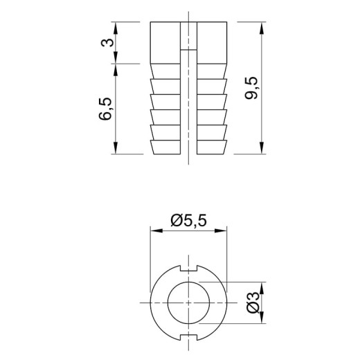 Муфта D=5 L=9,5 пластмасса