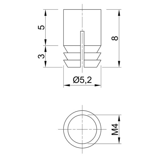 Муфта М4 D=5, 2 L=8 латунь