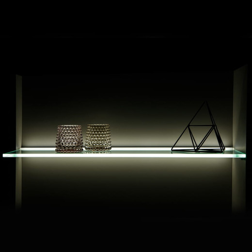 Профиль для стеклянных полок 8мм, GLASS 3D, L=3 м, алюминий, анодированное серебро