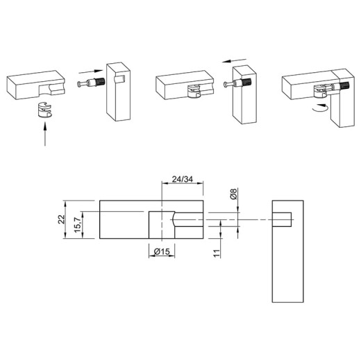 Эксцентриковая стяжка Rastex 15/22, цинк (1048254) Hettich
