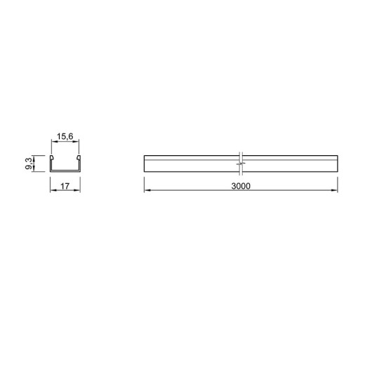 Профиль для LED-ленты, НАКЛАДНОЙ, L=3м, алюминий, анодированное серебро