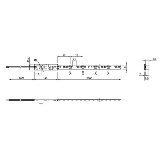 Комплект LED-лента 2835 SMD 120LEDs/м, 4000K, L=2м, выключатель на движ. руки, 12В/20Вт/IP20