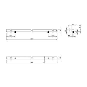 Профиль для стеклянных полок 6-8мм, PRISMATIC SLIM, L=564мм, алюминий, анодированное серебро