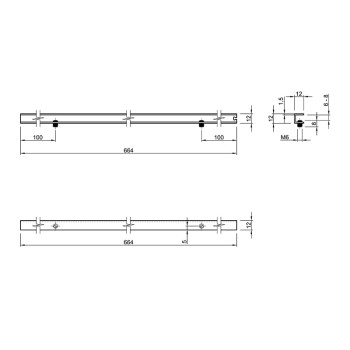 Профиль для стеклянных полок 6-8мм, PRISMATIC SLIM, L=664мм, алюминий, анодированное серебро