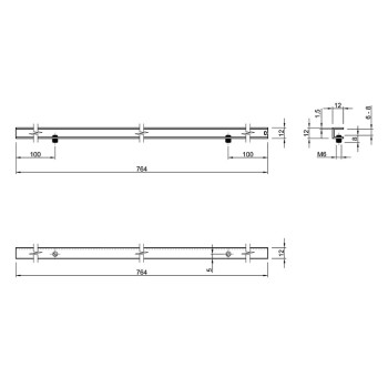 Профиль для стеклянных полок 6-8мм, PRISMATIC SLIM, L=764мм, алюминий, анодированное серебро