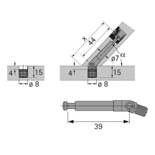 Дюбель шарнирный под Rastex DU 634 (9129712) Hettich