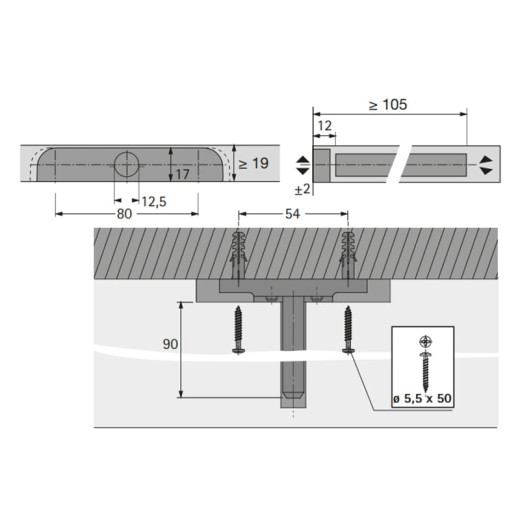 Полкодержатель Titan 3 толщина полки от 19мм (79714) Hettich