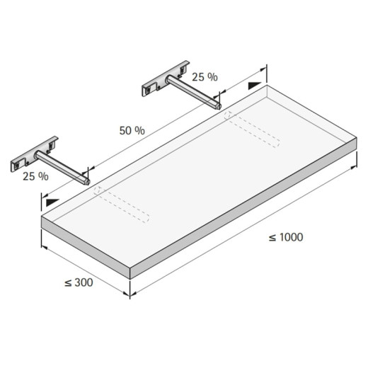 Полкодержатель Titan 3 толщина полки от 19мм (79714) Hettich