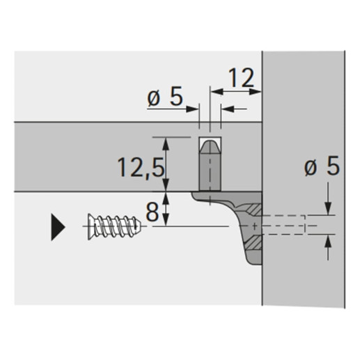 Полкодержатель Sekura 7 D=5мм (53012) Hettich