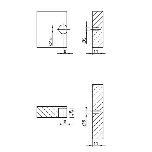 Фіксатор стяжки для полиць D=15, L=15, пластик, (S0051) Permo