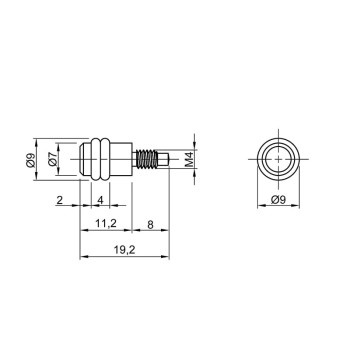 Полкодержатель металический M4, D=7, L=8, сталь (MV20)