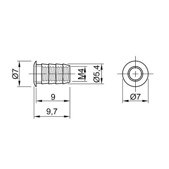 Фиксатор для полкодержателя M4, D=7, L=8, латунь (BU94) Permo