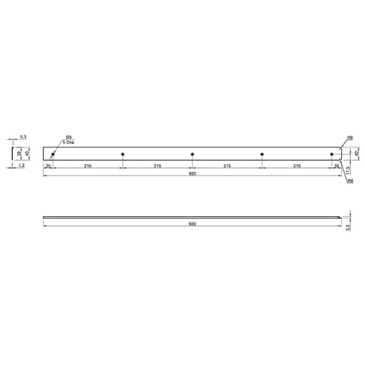 Заглушка столешницы левая L=920 H=38 R-6 черная