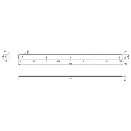 Заглушка столешницы правая L=920 H=38 R-3 черная