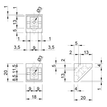 Уголок монтажный одинарный сосна limba 1401