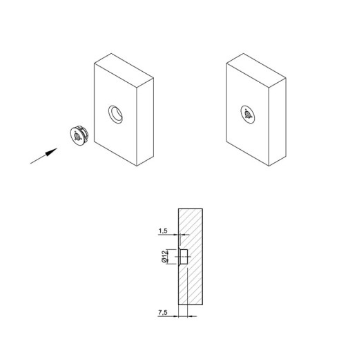 Низкопрофильная муфта M6 X 6/7MM, цинк, Siso