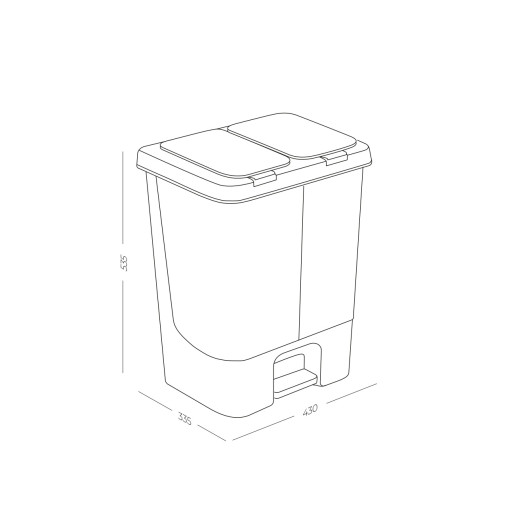 Відро для сортування сміття з кришкою та педаллю Світло сірий /сірий