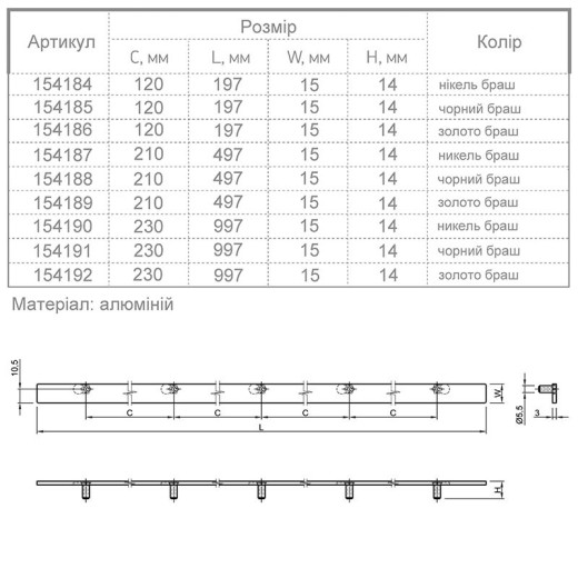 Ручка-накладка Ferro Fiori M 0065.4*230 черный браш