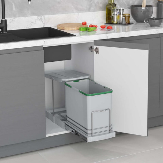 Мусорное ведро на направляющих 24л, S-2571-G серое